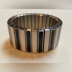 Simona Collini Italy Black & White stripe bracelet 1.5” wide